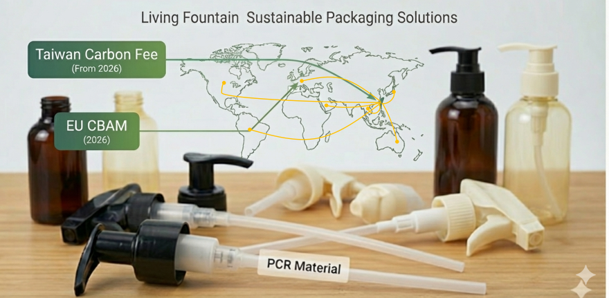 集泉 PCR 壓頭提供應對 2026 台灣碳費與歐盟 CBAM 的永續解決方案